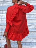 Long Sleeve Back Ruffled Mini Dress