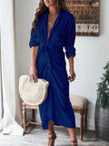 Long Sleeve Buttoned Temperament Shirt Dress