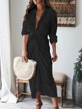 Long Sleeve Buttoned Temperament Shirt Dress