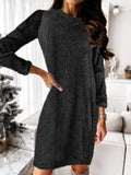Plush Knitted Long Sleeve Sweater Dress