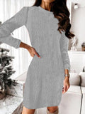 Plush Knitted Long Sleeve Sweater Dress