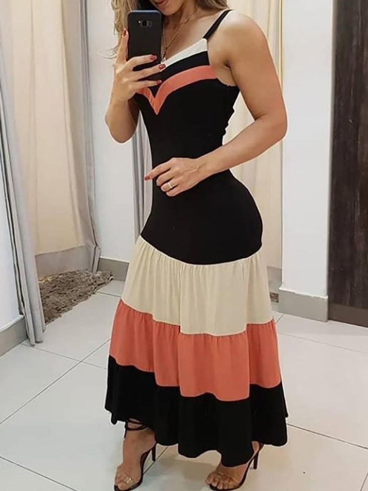 Sling Multicolor Striped Maxi Dress