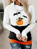 Bat Pumpkin High Neck Casual Long Sleeve Hoodie