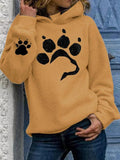 Cat Paw Print Long Sleeve Pullover Hoodie