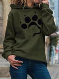 Cat Paw Print Long Sleeve Pullover Hoodie