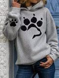 Cat Paw Print Long Sleeve Pullover Hoodie