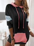 Contrasting Panel Long Sleeve Hoodie