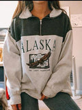 Fashion Zipper Lapel Print Long Sleeve Hoodies