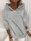 Loose Sequined Long Sleeve Hoodie