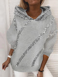 Loose Sequined Long Sleeve Hoodie