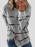 Loose Striped Split Long Sleeve Hoodie