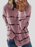 Loose Striped Split Long Sleeve Hoodie