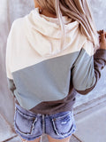 Panelled Drawstring Long Sleeve Hoodie