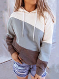 Panelled Drawstring Long Sleeve Hoodie