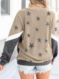 Round Neck Long Sleeve Star Print Sweatshirt