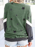 Round Neck Long Sleeve Star Print Sweatshirt