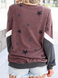 Round Neck Long Sleeve Star Print Sweatshirt