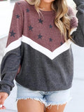 Round Neck Long Sleeve Star Print Sweatshirt