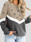 Round Neck Long Sleeve Star Print Sweatshirt