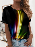 Light Effect Printing Round Neck T-shirt