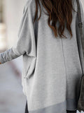 Bat Sleeve High Neck Irregular Split Long Sleeve Sweater