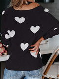 Commuter OL Love Printed V-Neck Knit Sweater
