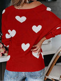 Commuter OL Love Printed V-Neck Knit Sweater