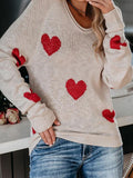 Commuter OL Love Printed V-Neck Knit Sweater