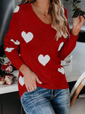 Commuter OL Love Printed V-Neck Knit Sweater