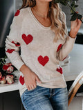 Commuter OL Love Printed V-Neck Knit Sweater