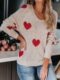 Commuter OL Love Printed V-Neck Knit Sweater