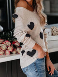 Commuter OL Love Printed V-Neck Knit Sweater