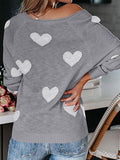 Commuter OL Love Printed V-Neck Knit Sweater