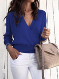 Deep V-Neck Long Sleeve Casual Sweater