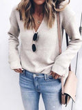 Fashion Simple V-Neck Knitted Sweater