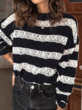 Long Sleeve Hollow Round Neck Knitted Sweater