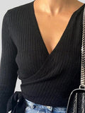 Long Sleeve V-Neck Lace-Up Sweater